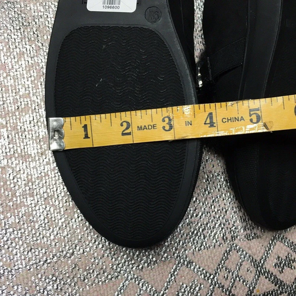 Ashley Stewart Women's Sz 9 Black Faux Suade Fur Loafer Gem Stone Embellished - Picture 7 of 8
